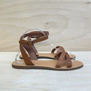 Madewell Womens Leather boardwalk Ankle Wrap Sandals Brown G2005 Size 9